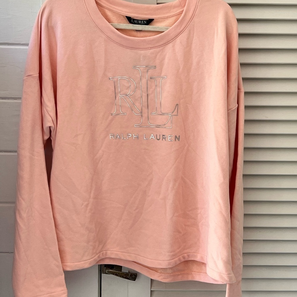 𝅺LAUREN Ralph Lauren XXL Sweatshirt pink and silver NWT